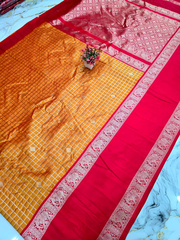 Diwali Special Checked Soft Silk Saree ( Same colour only dispatch )