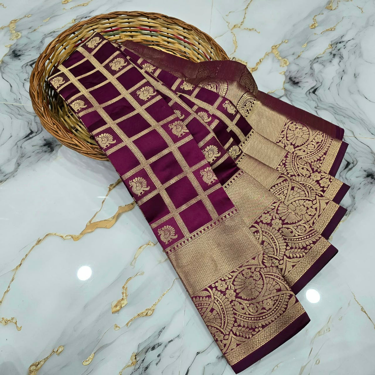 Premium Checked Zari Silk Saree