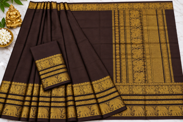 Traditional Coffee Brown Cotton Saree