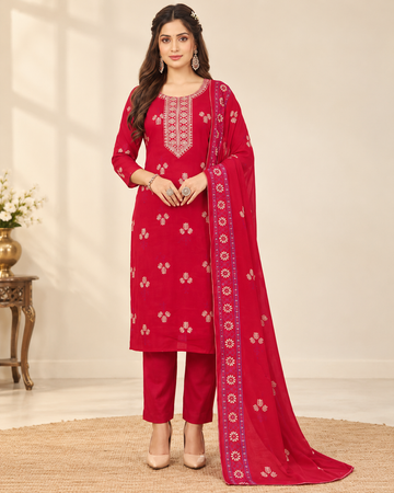 Zara mul Chanderi Embroidered 3 Pcs Set