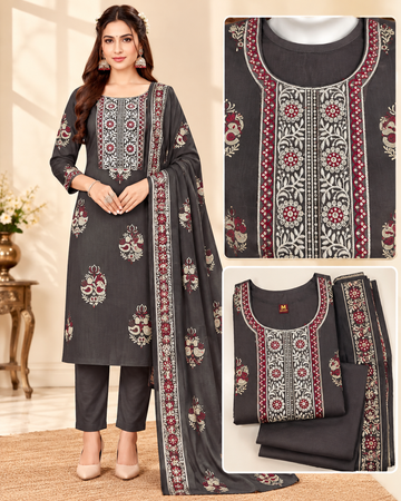 Zara mul Chanderi Embroidered 3 Pcs Set