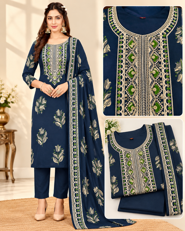 Zara mul Chanderi Embroidered 3 Pcs Set