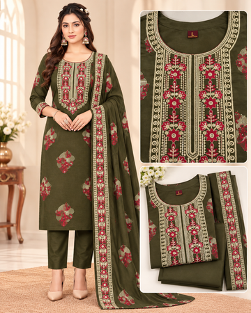 Zara mul Chanderi Embroidered 3 Pcs Set