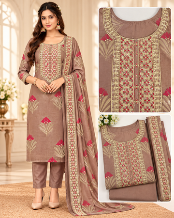 Zara mul Chanderi Embroidered 3 Pcs Set