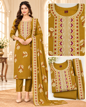 Zara mul Chanderi Embroidered 3 Pcs Set