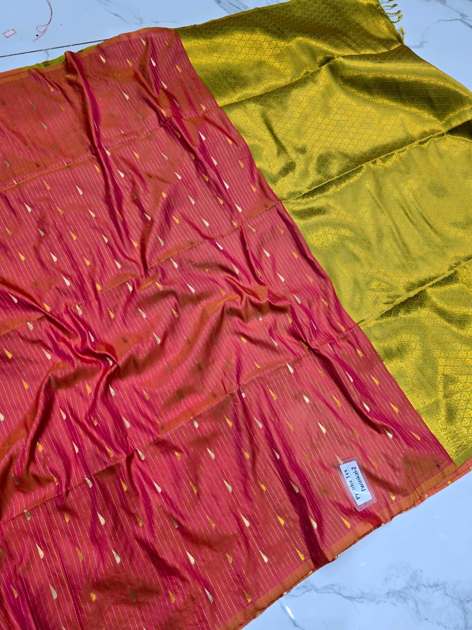Own Production Orange Soft Silk Saree