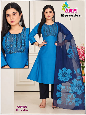Aanvi Designer Cotton 3-piece Chudi Set