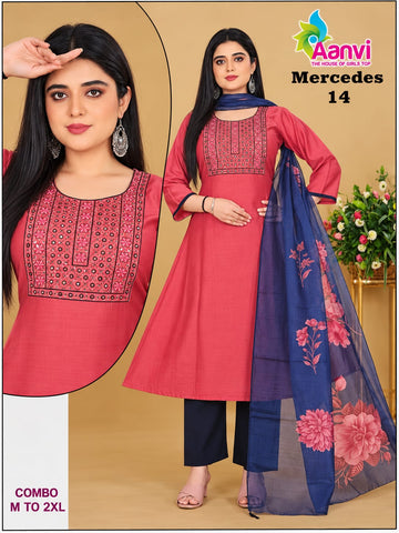 Aanvi Designer Cotton 3-piece Chudi Set