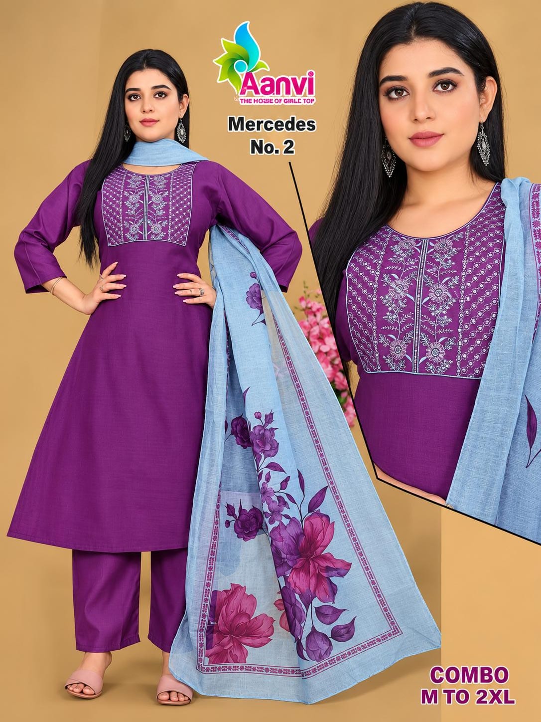 Aanvi Designer Cotton 3-piece Chudi Set