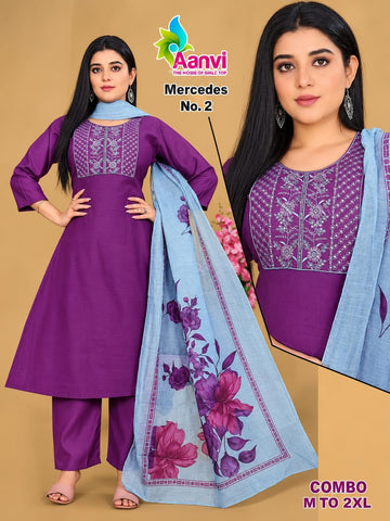Aanvi Designer Cotton 3-piece Chudi Set
