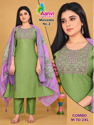 Aanvi Designer Cotton 3-piece Chudi Set