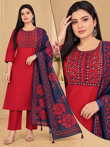 Aanvi Designer Cotton 3-piece Chudi Set