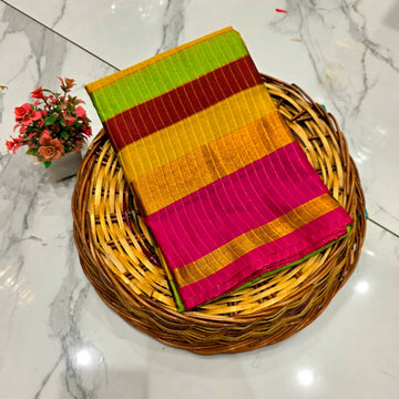 Royal Golden Zari Checked Silk Saree