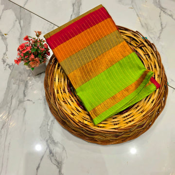 Royal Golden Zari Checked Silk Saree