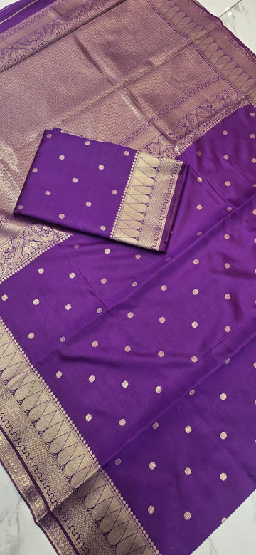 Coffee Brown Design Silk Saree - Violet