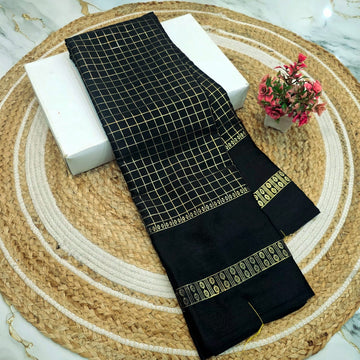Checked Foil Work Saree ( Same Colour Only Dispatch )