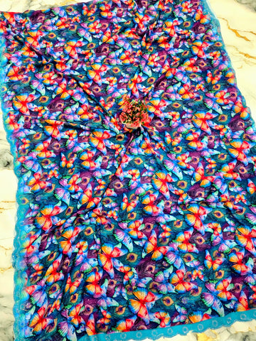 Peacock Butterfly Design Silk Saree