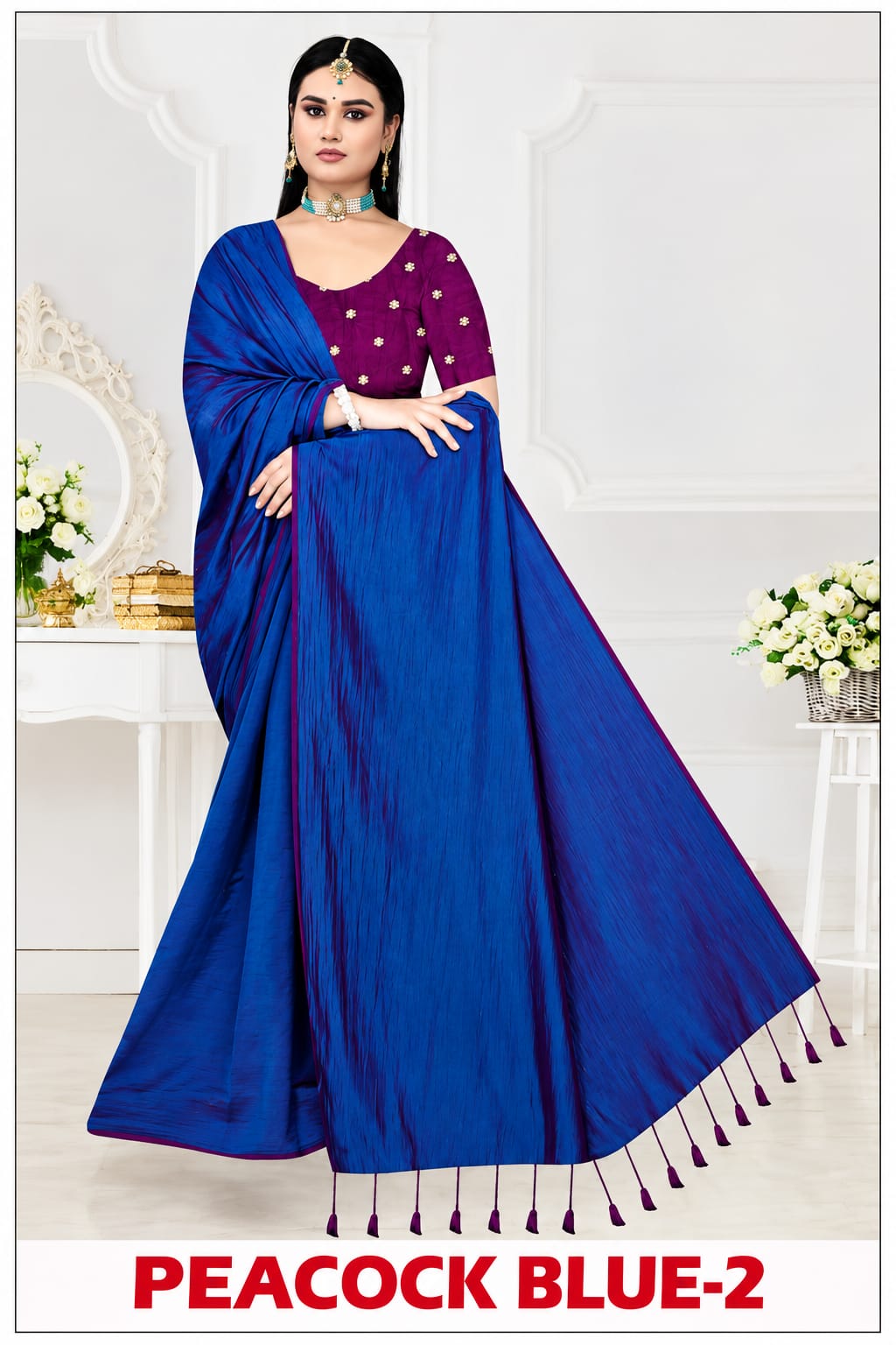 Peacock Blue - 2 Silk Saree