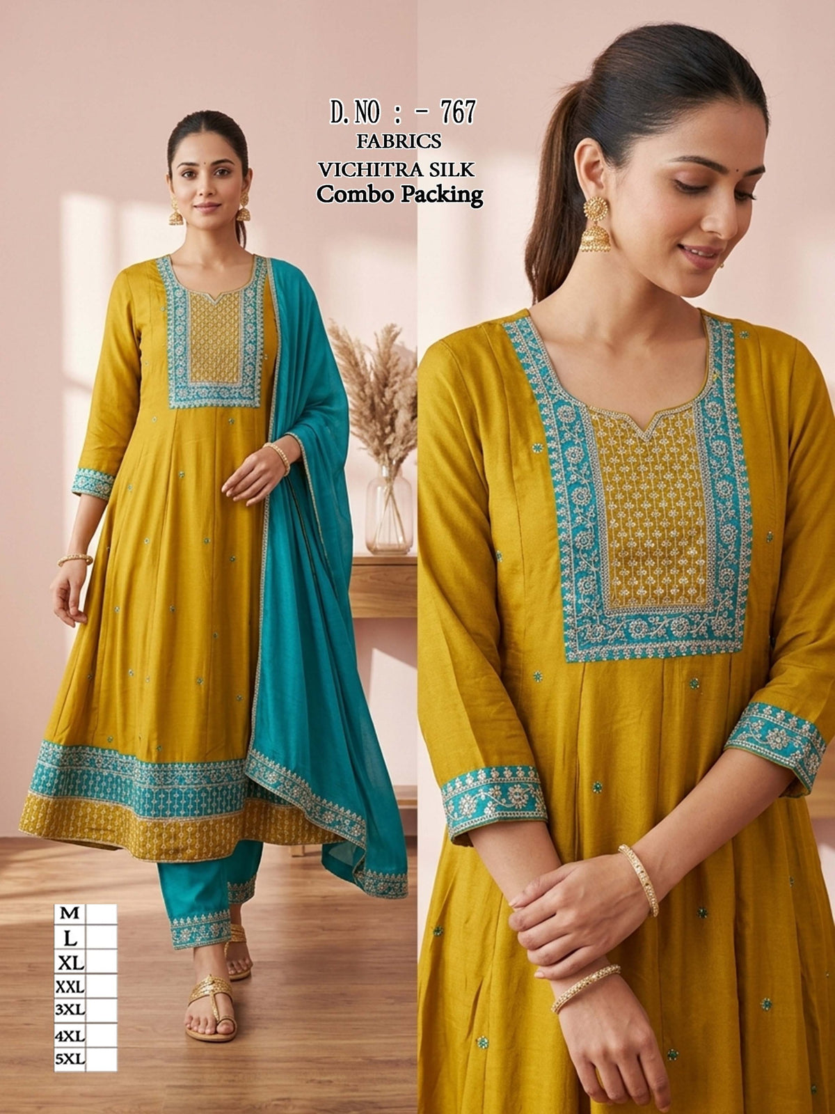 Premium Vichitra Silk Anarkali Chudi Set