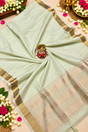 Premium Linen Cotton Sequence Work Saree with Elegant Zari Border