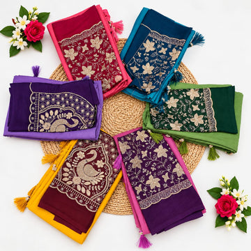 Crush Silk Saree With Embroidered Work Blouse