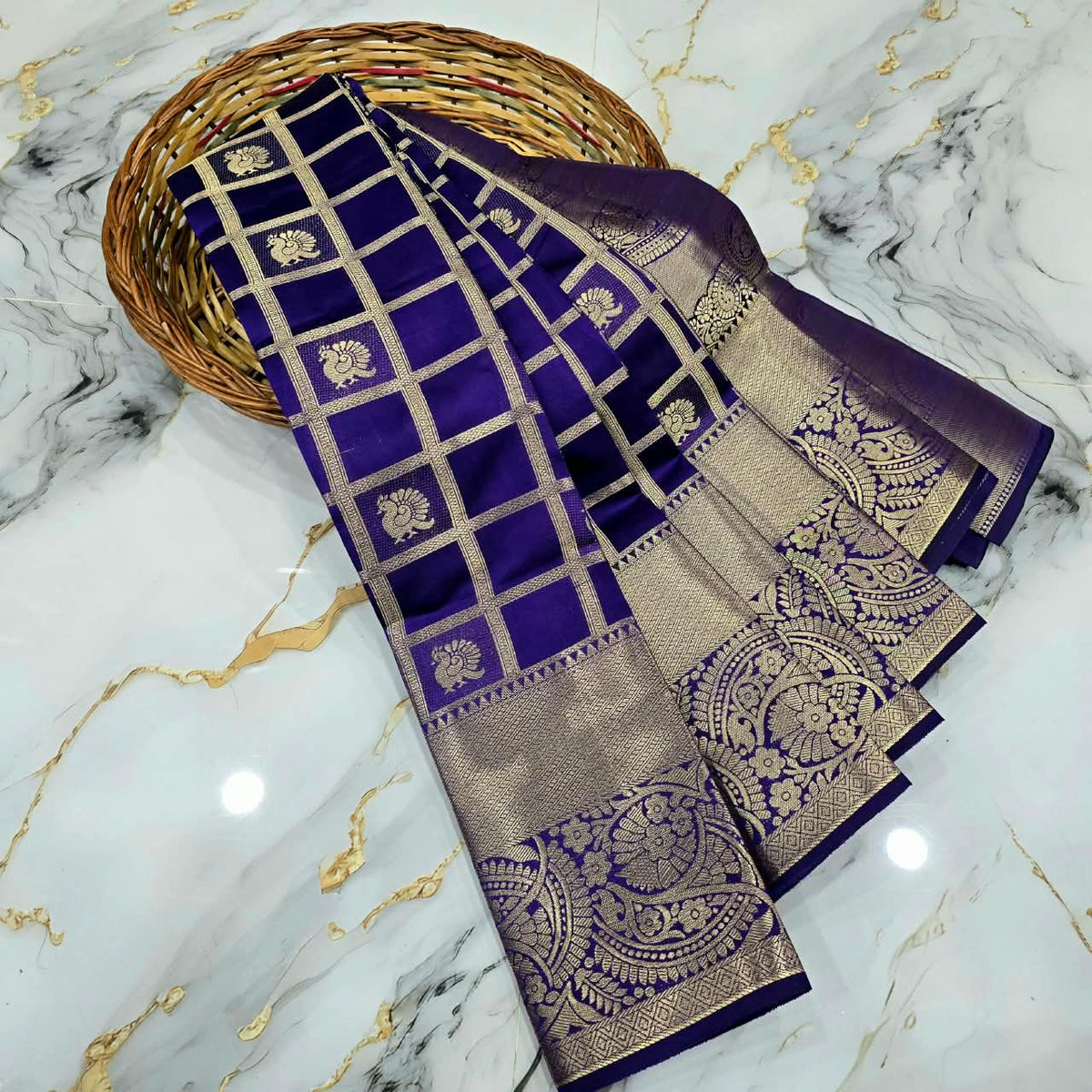Premium Checked Zari Silk Saree