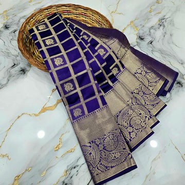 Premium Checked Zari Silk Saree