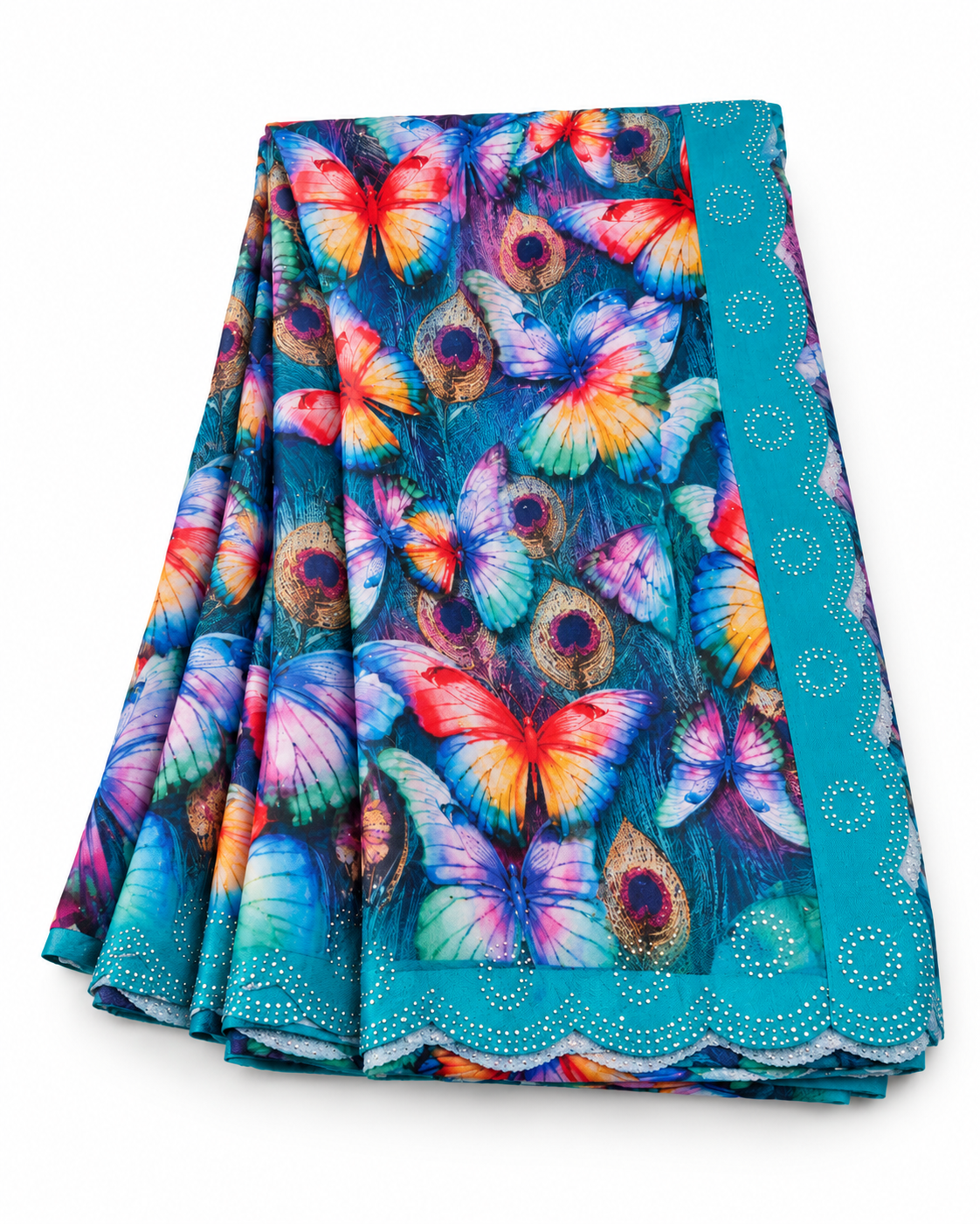 Peacock Butterfly Design Silk Saree