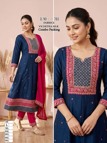 Premium Vichitra Silk Anarkali Chudi Set