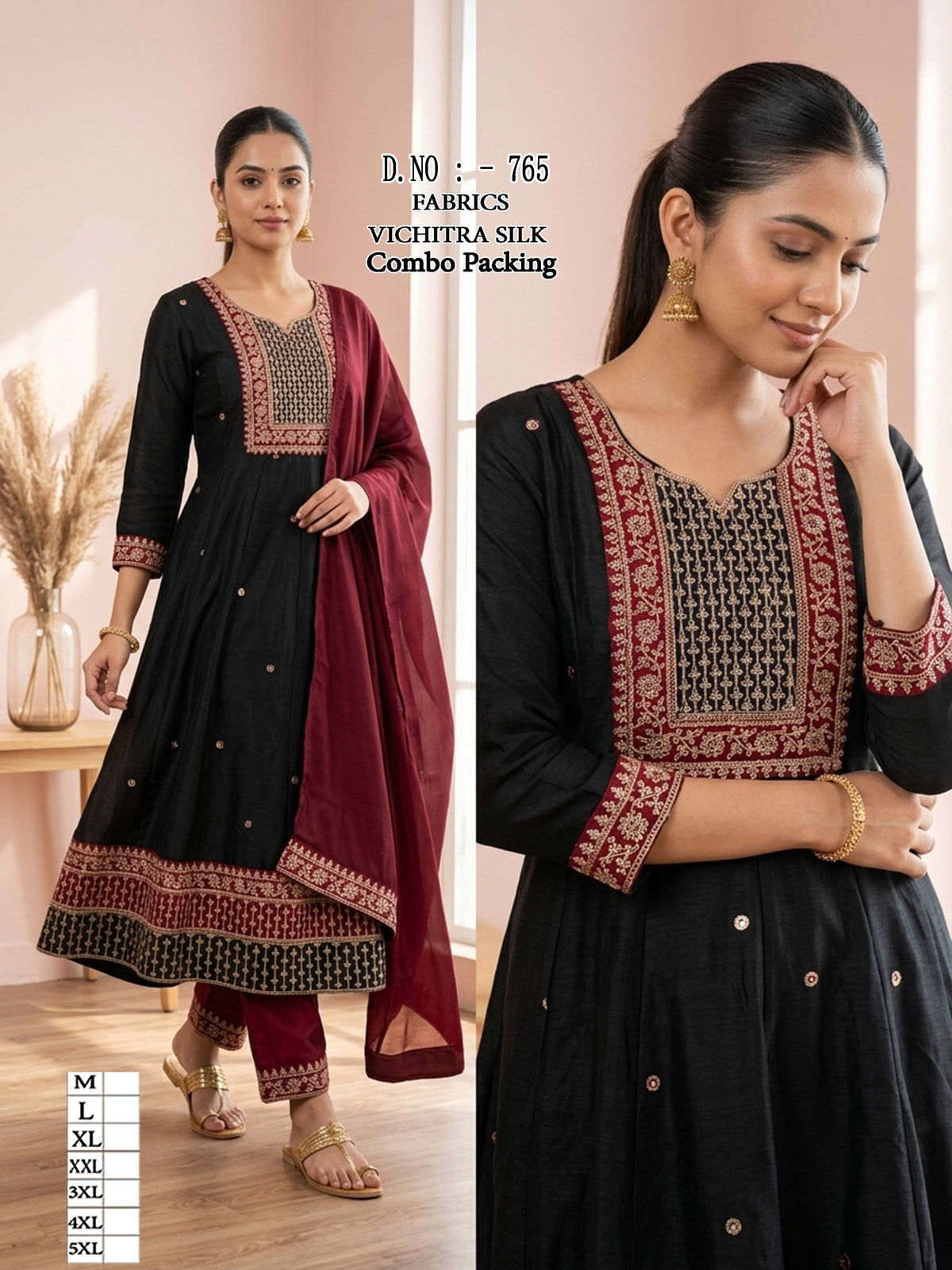 Premium Vichitra Silk Anarkali Chudi Set