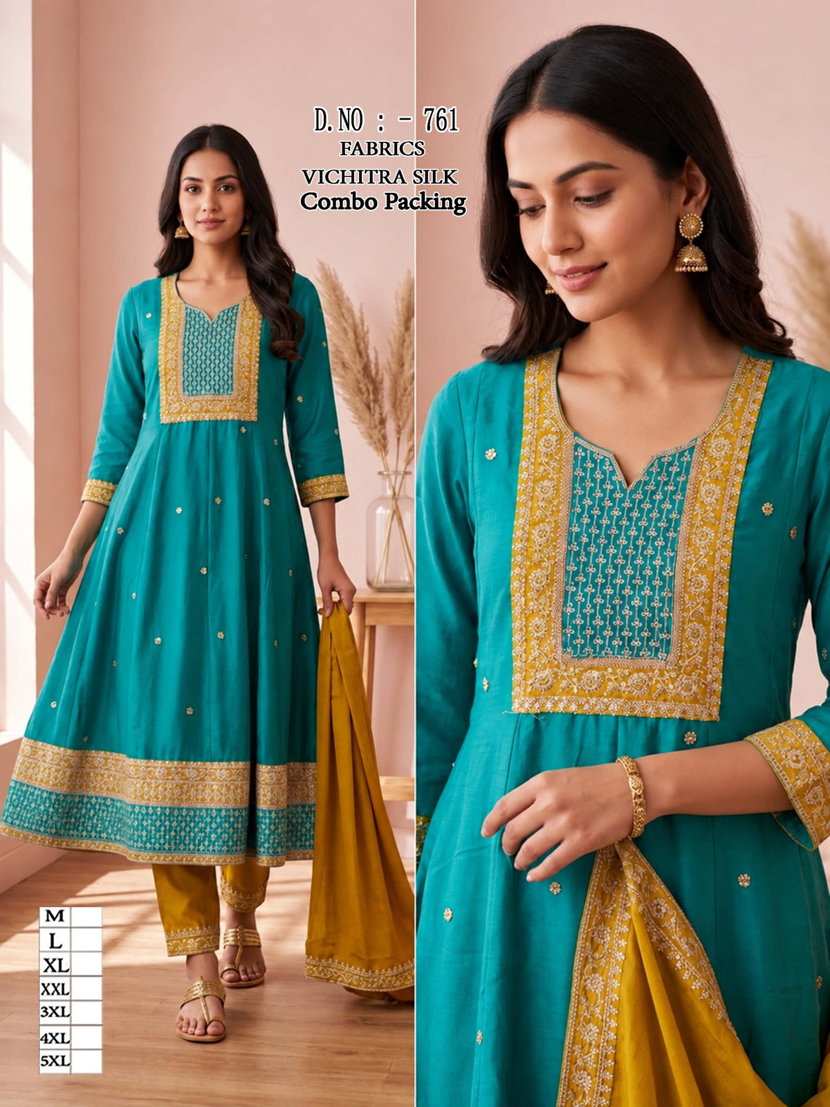 Premium Vichitra Silk Anarkali Chudi Set