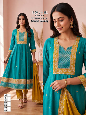 Premium Vichitra Silk Anarkali Chudi Set