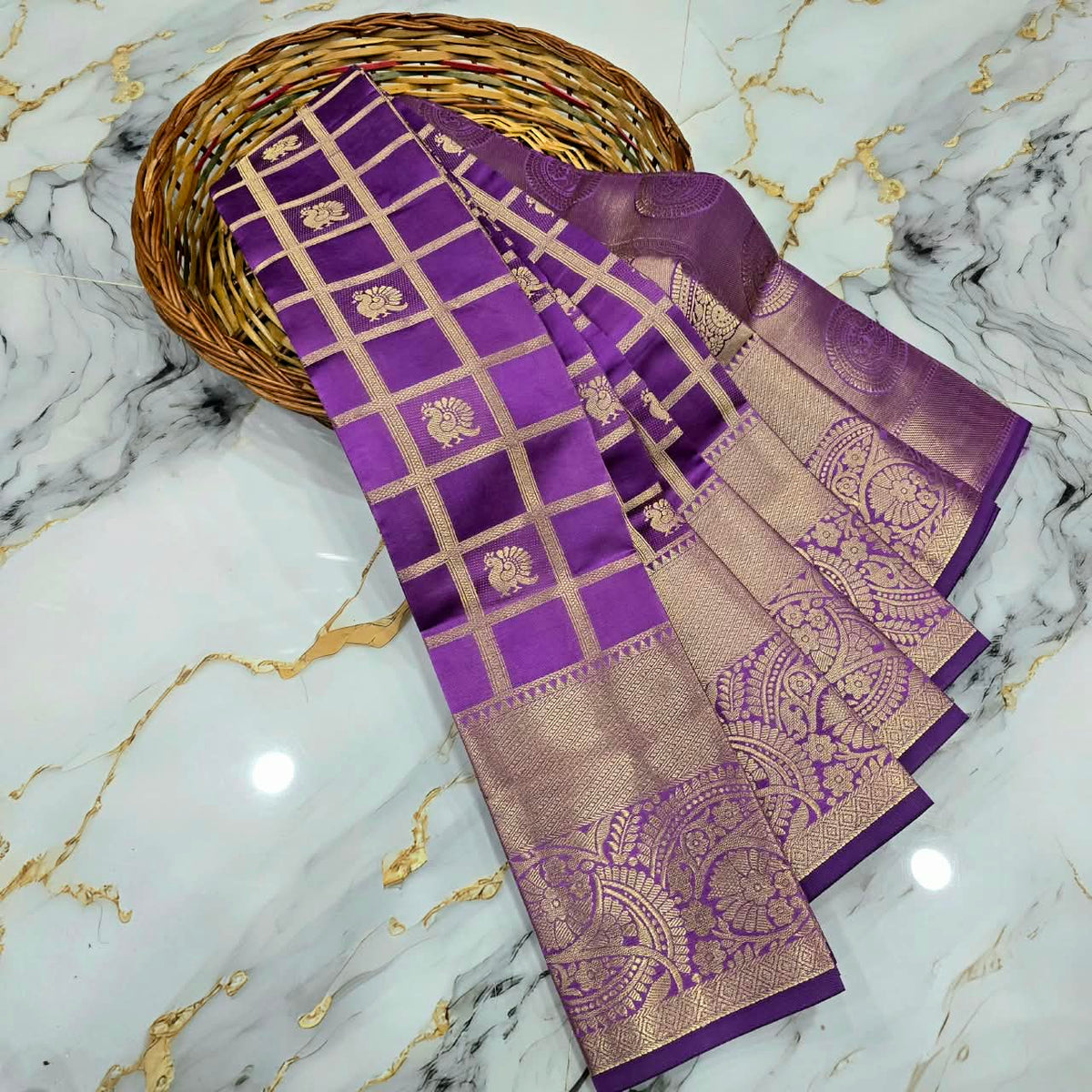 Premium Checked Zari Silk Saree
