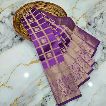 Premium Checked Zari Silk Saree