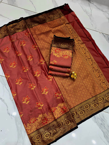 ROYAL FLORAL BORDER SOFT SILK SAREE