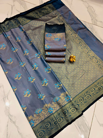 ROYAL FLORAL BORDER SOFT SILK SAREE