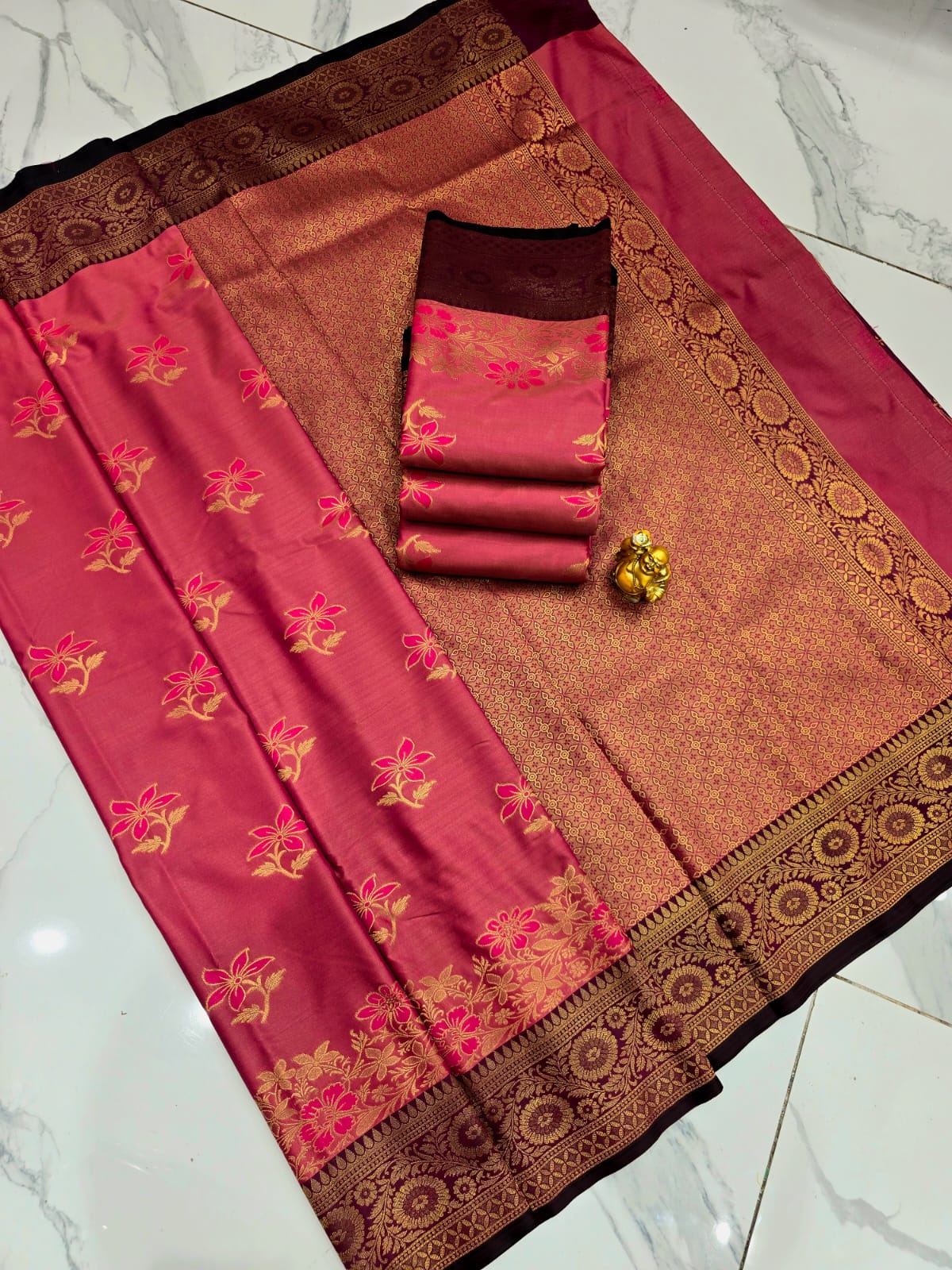ROYAL FLORAL BORDER SOFT SILK SAREE