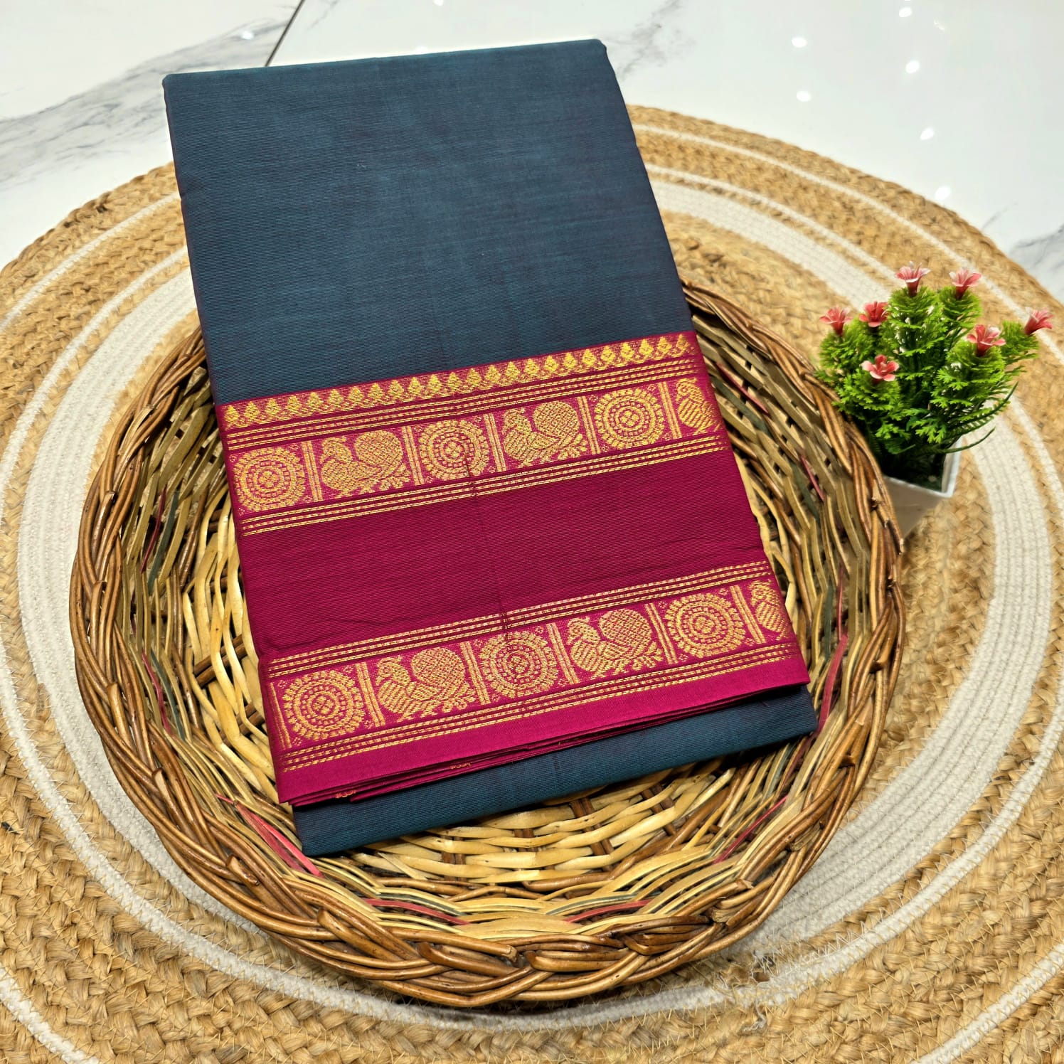 Traditional Chettinad cotton saree ( without blouse )