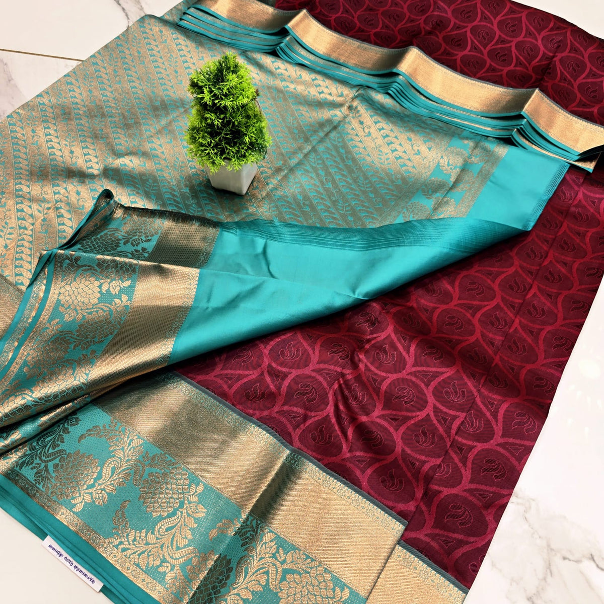 FANCY PUTTA HALF SILK SAREE  NOTE: DRY WASH