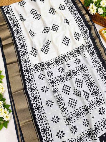 Black And White Silk Saree