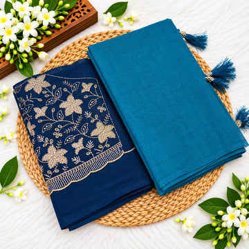 Crush Silk Saree With Embroidered Work Blouse