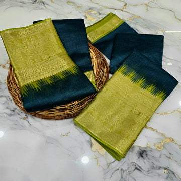 Checked Silk Contrast Border Saree