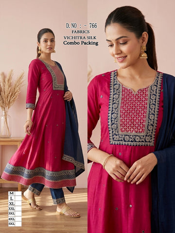 Premium Vichitra Silk Anarkali Chudi Set