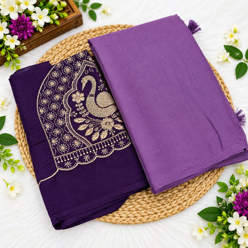 Crush Silk Saree With Embroidered Work Blouse