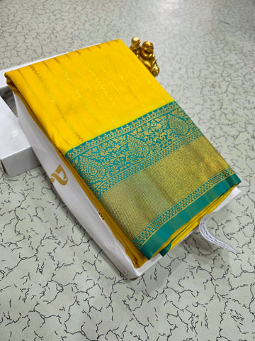 Premium Kanchi Soft Silk Lemon Yellow