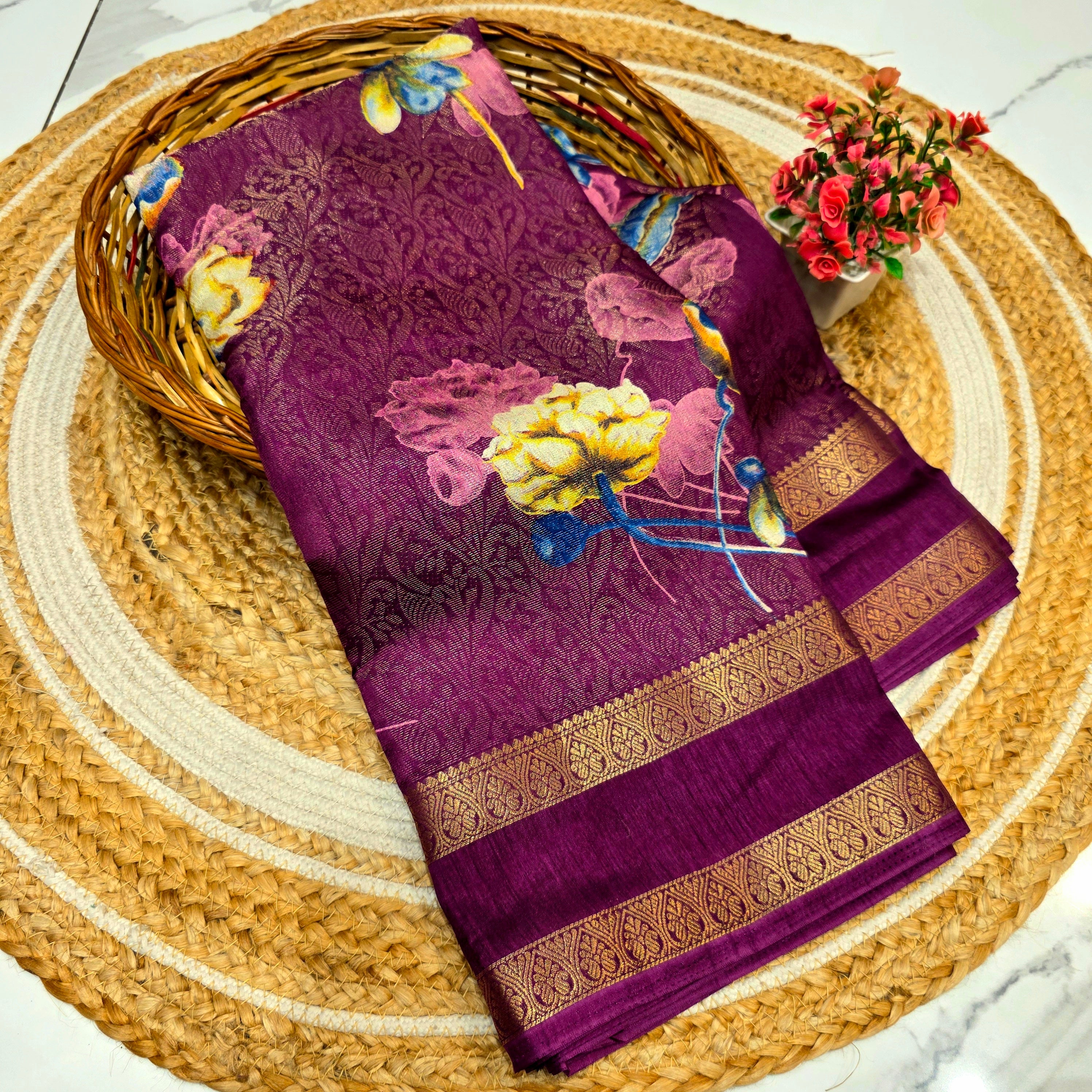 Fancy Floral Printed Design Saree