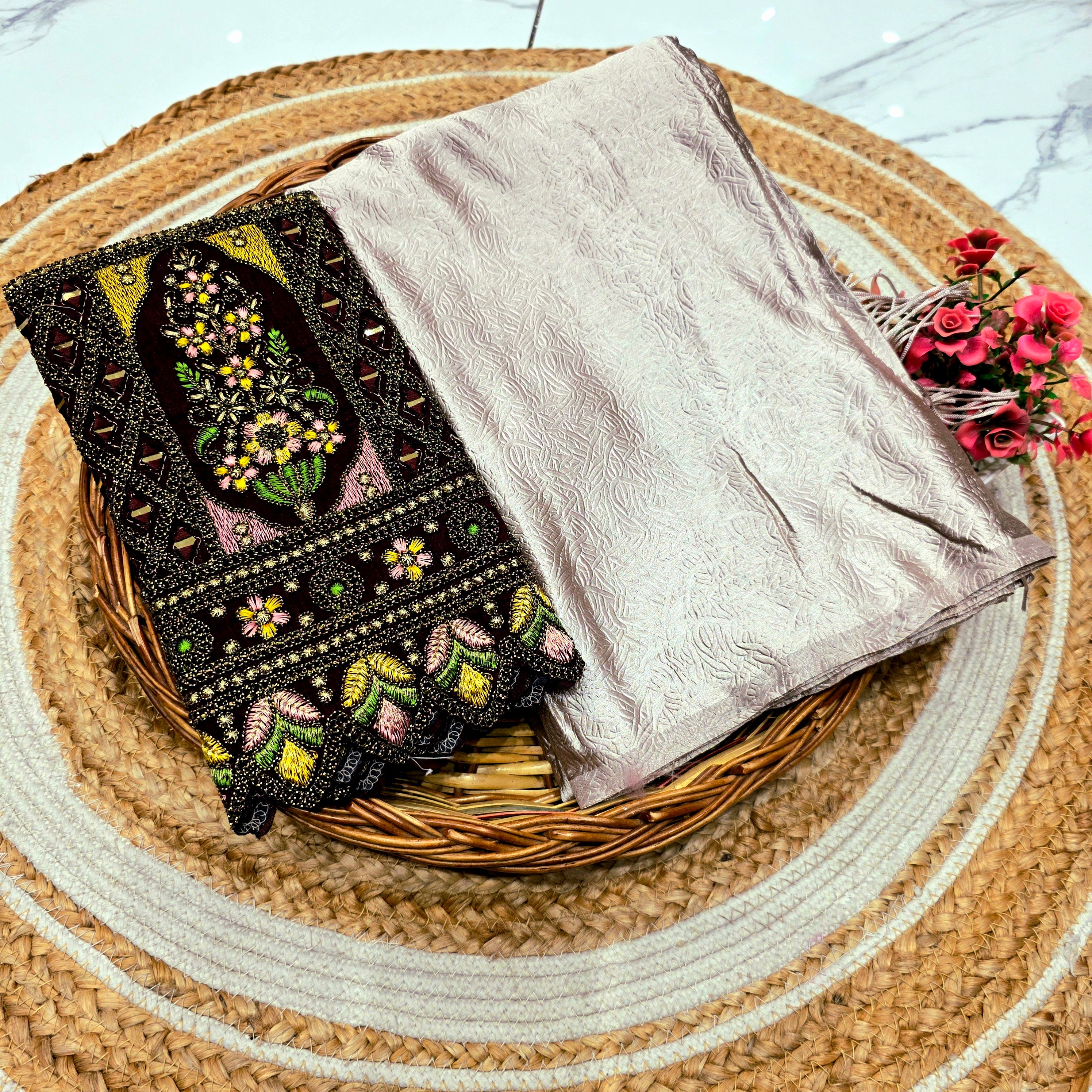 VR Satin Blouse Work Saree