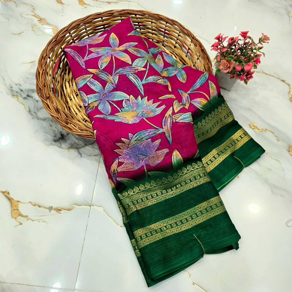 Diwali Special Foil Printed Silk Saree