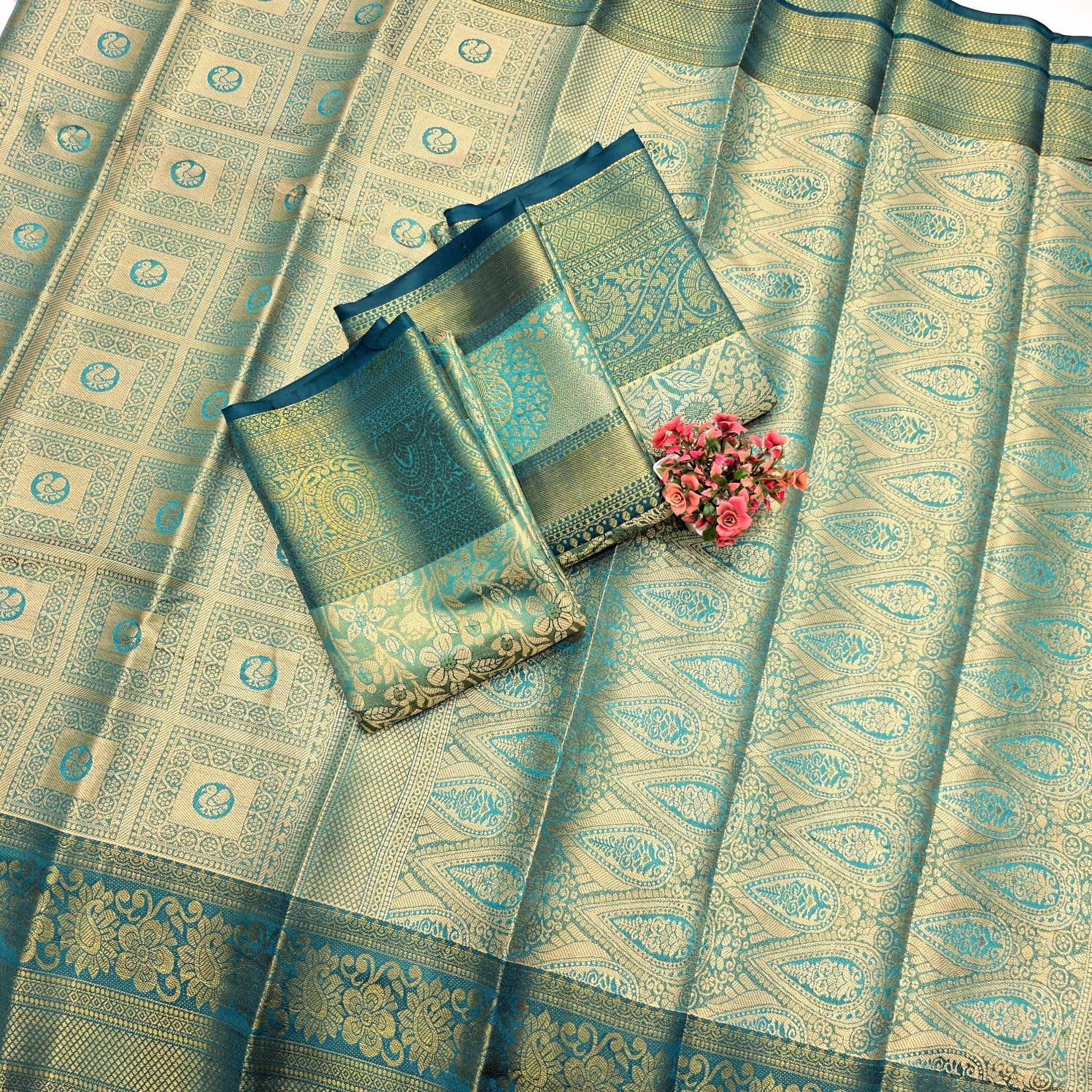One Gram Gold Saree With Contrast Border ( same colour only dispatch )