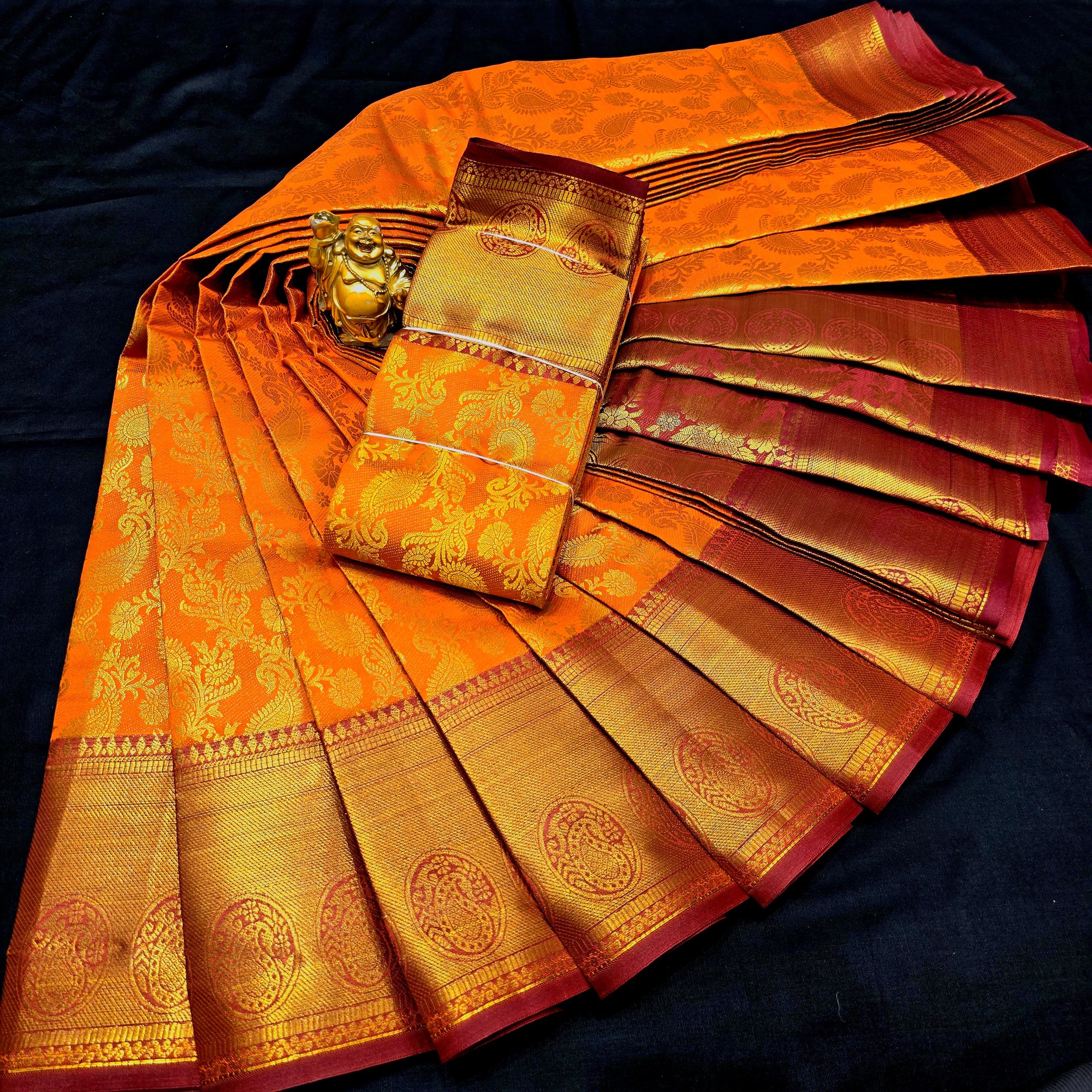 Orange Tissue Bridal Saree